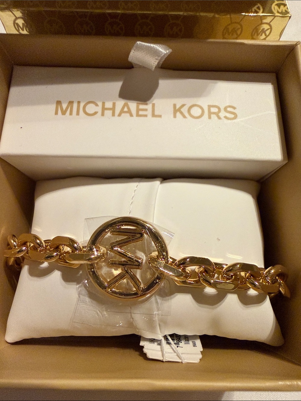 Michael Kors Gold Chain Link Bracelet with MK Logo